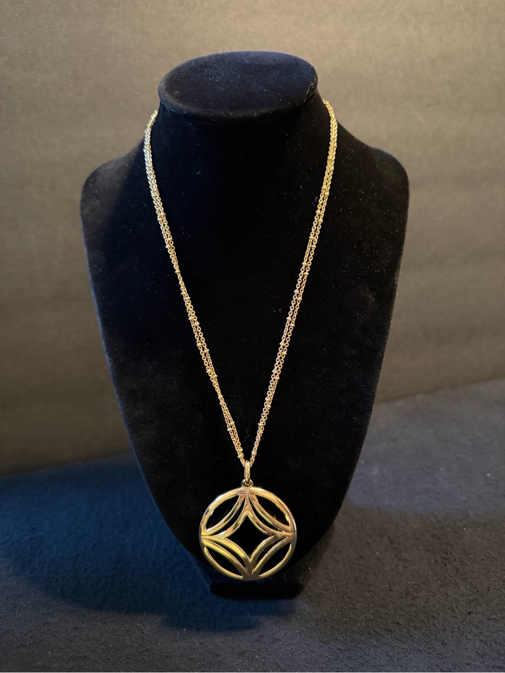 Gold-Tone Multi Chain Openwork Circle Pendant Necklace